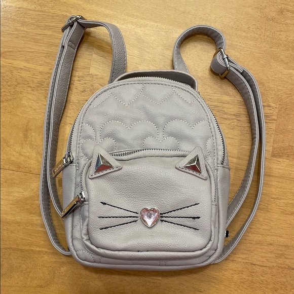 Betsey Johnson Gray Cat Mini Backpack Kitty Bag Kitten Purse Quilted Rare main image 9
